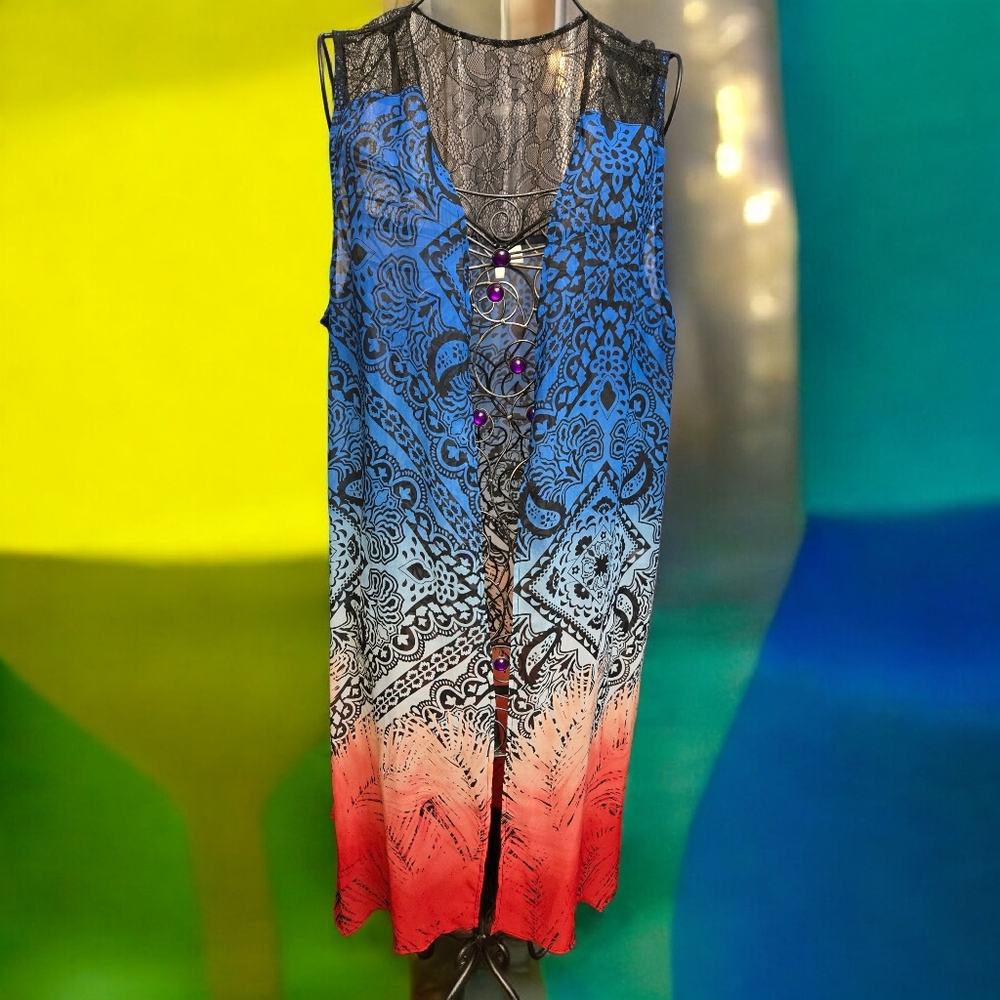 Womens Lace Ombre Kimono or Cover-Up Size Medium